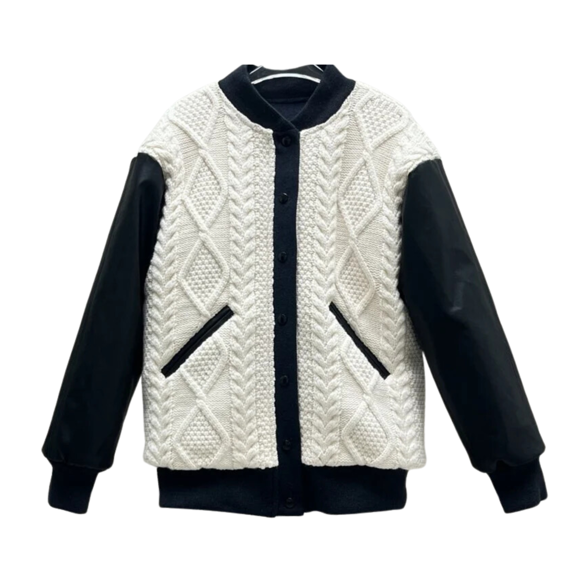 Pre Order:  Contrast Spliced Knitted Wool Jacket