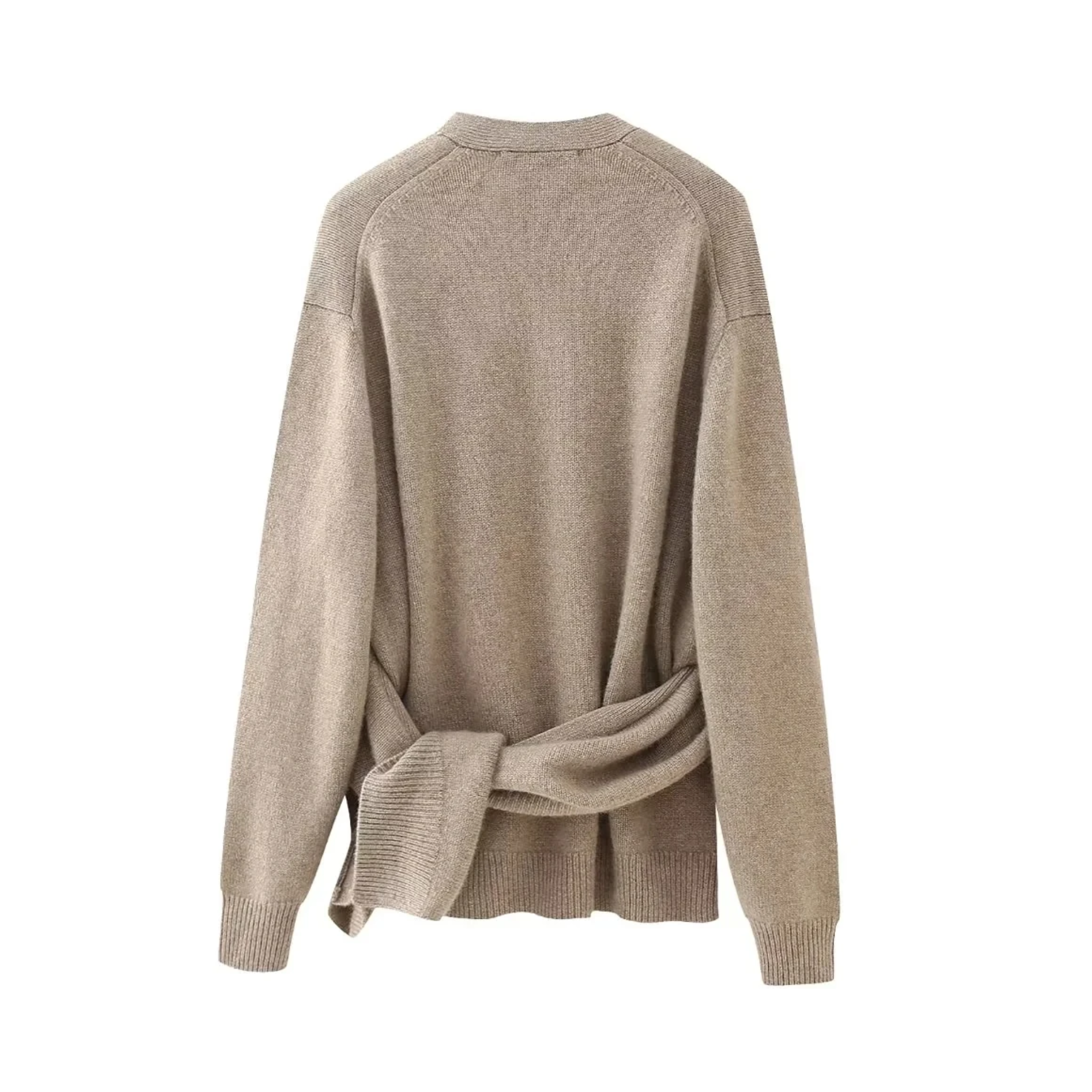 Pre Order:  Khaki Side Knot Knit Cardigan