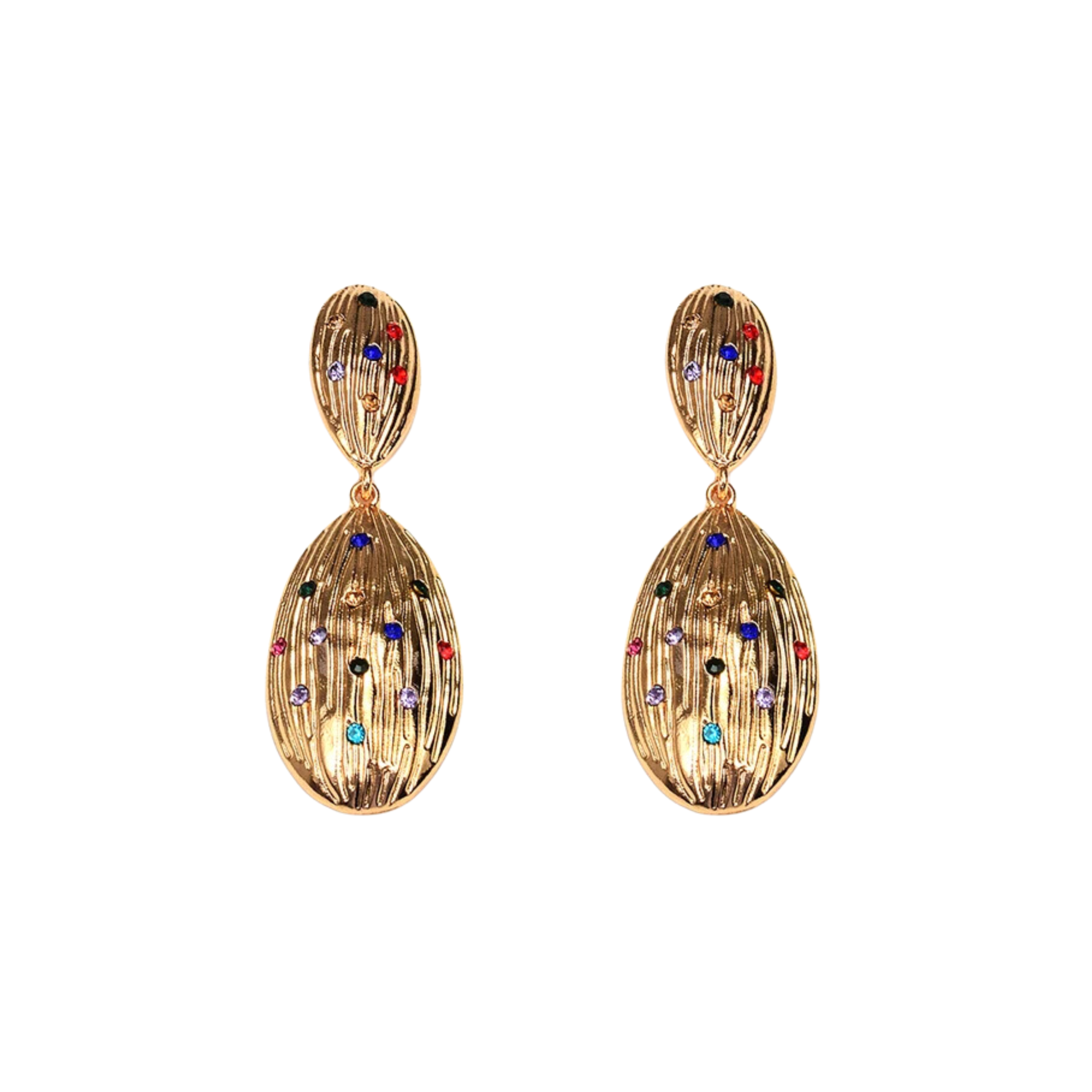 Pre Order:  Oval Shells Rhinestones Drop Earrings