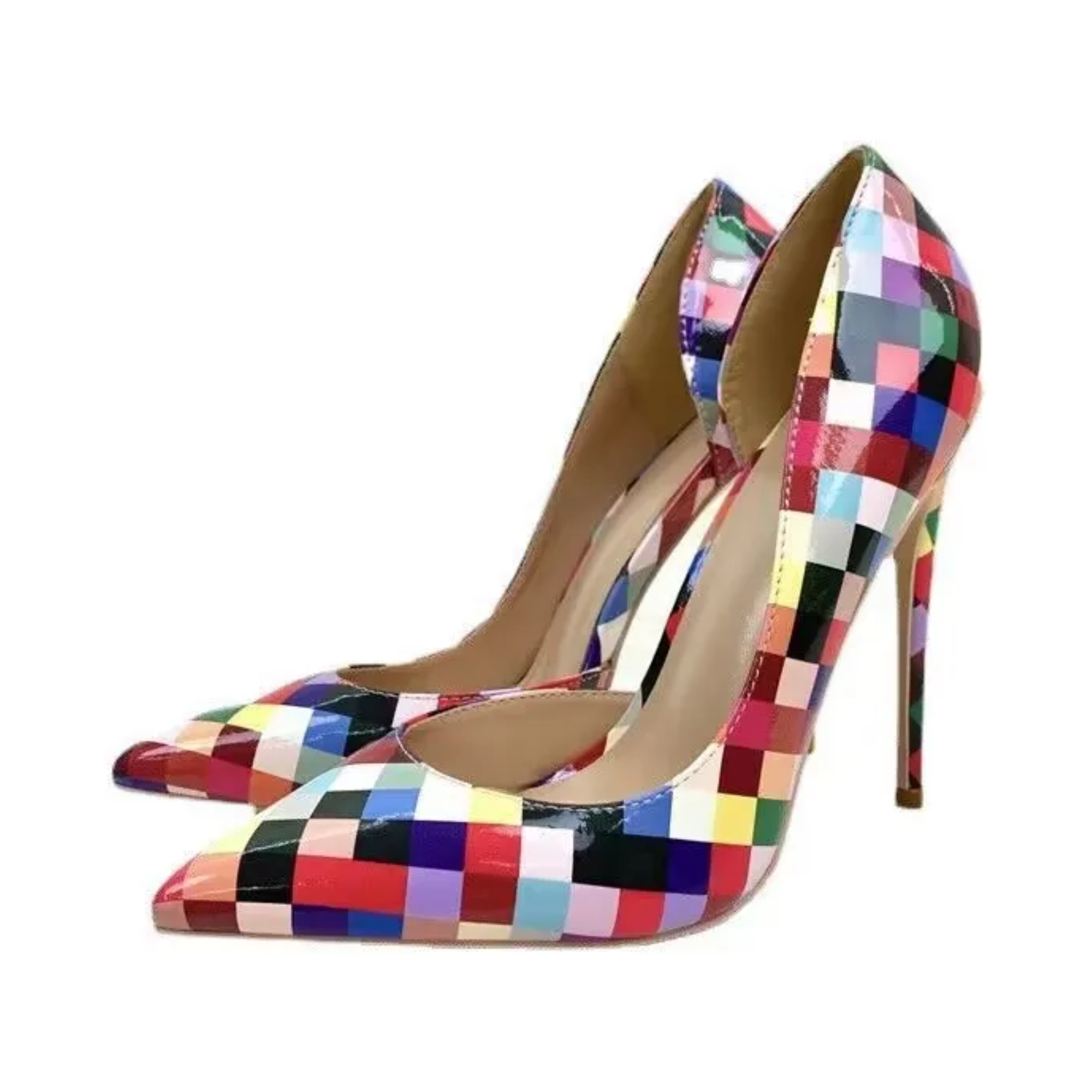 Pre Order:  Multicolor Checker Print Stilettos