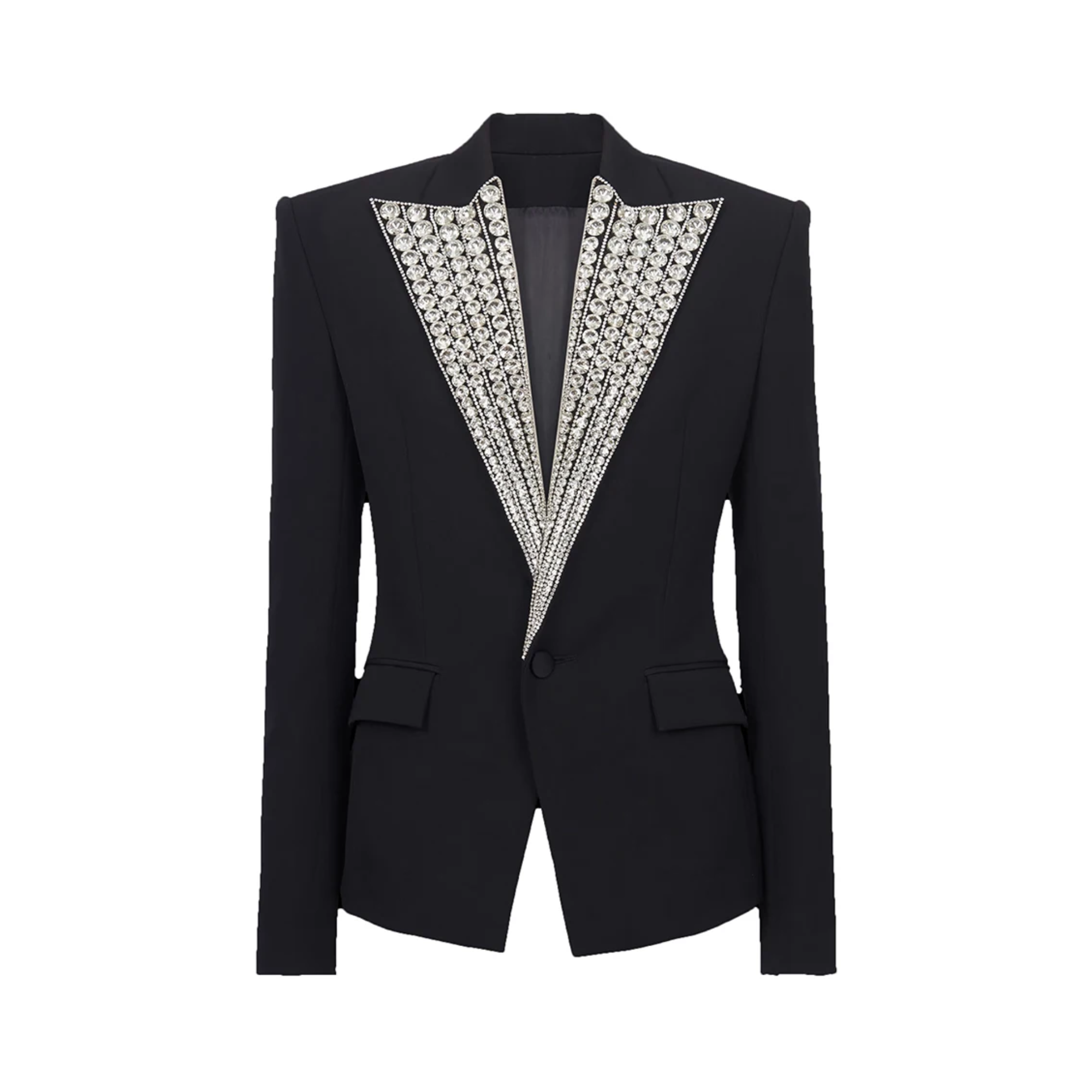 Bejeweled Peak Lapel Evening Blazer