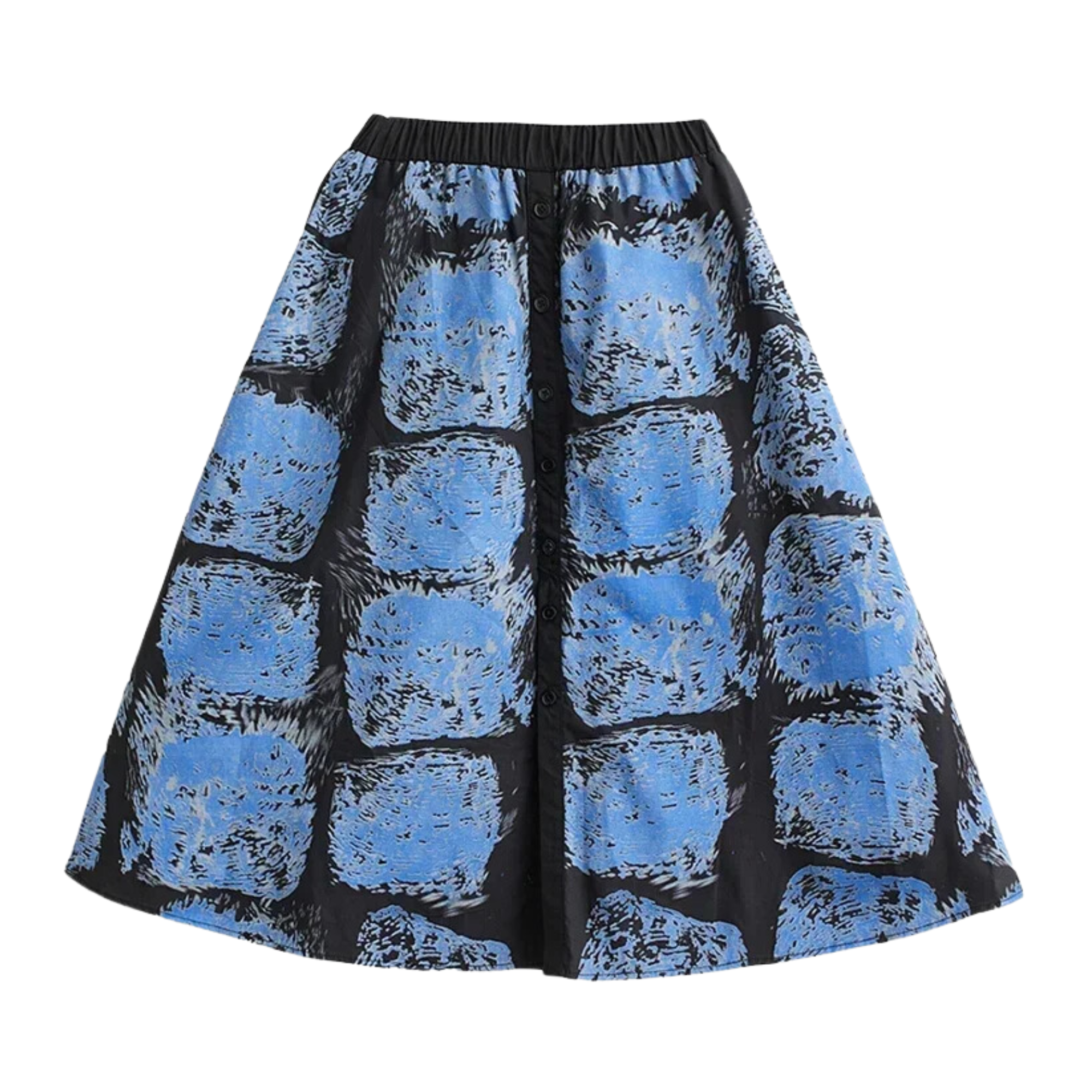 Pre Order:  Contrast Block Print Mid-Calf Skirt