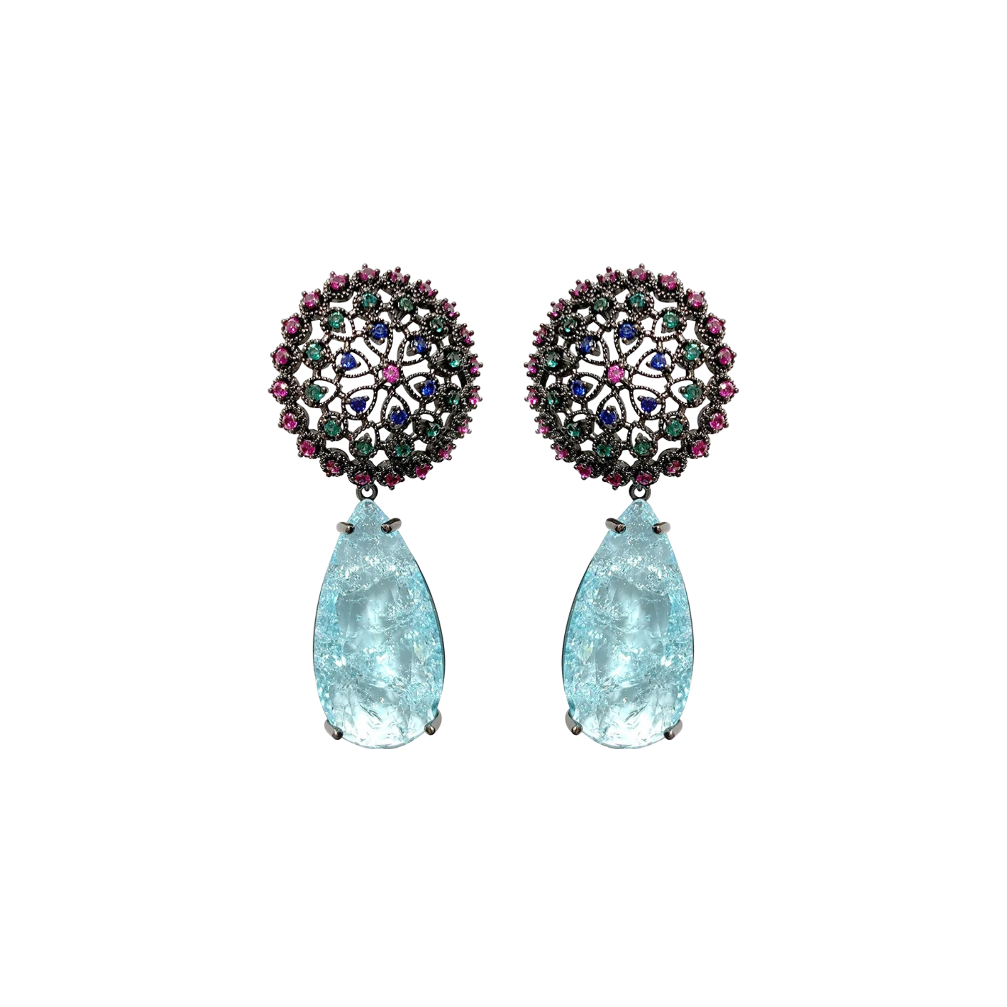 Pre Order:  Floral Stud Base Zircon Earrings