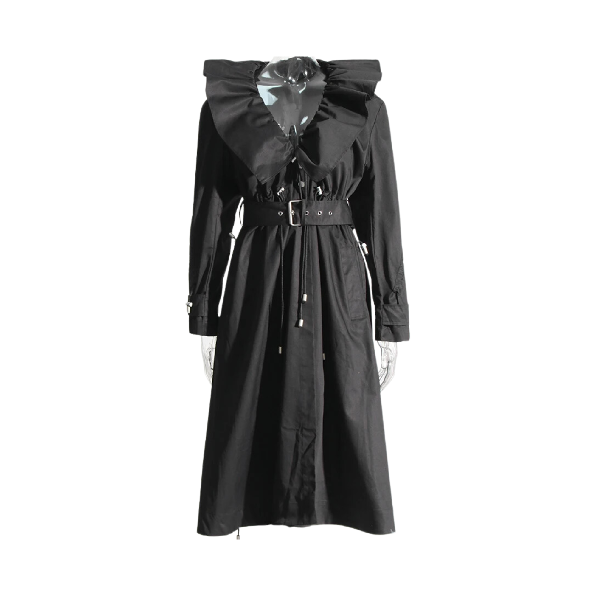 Pre Order:  Ruffled Collar Belted Trench Coat