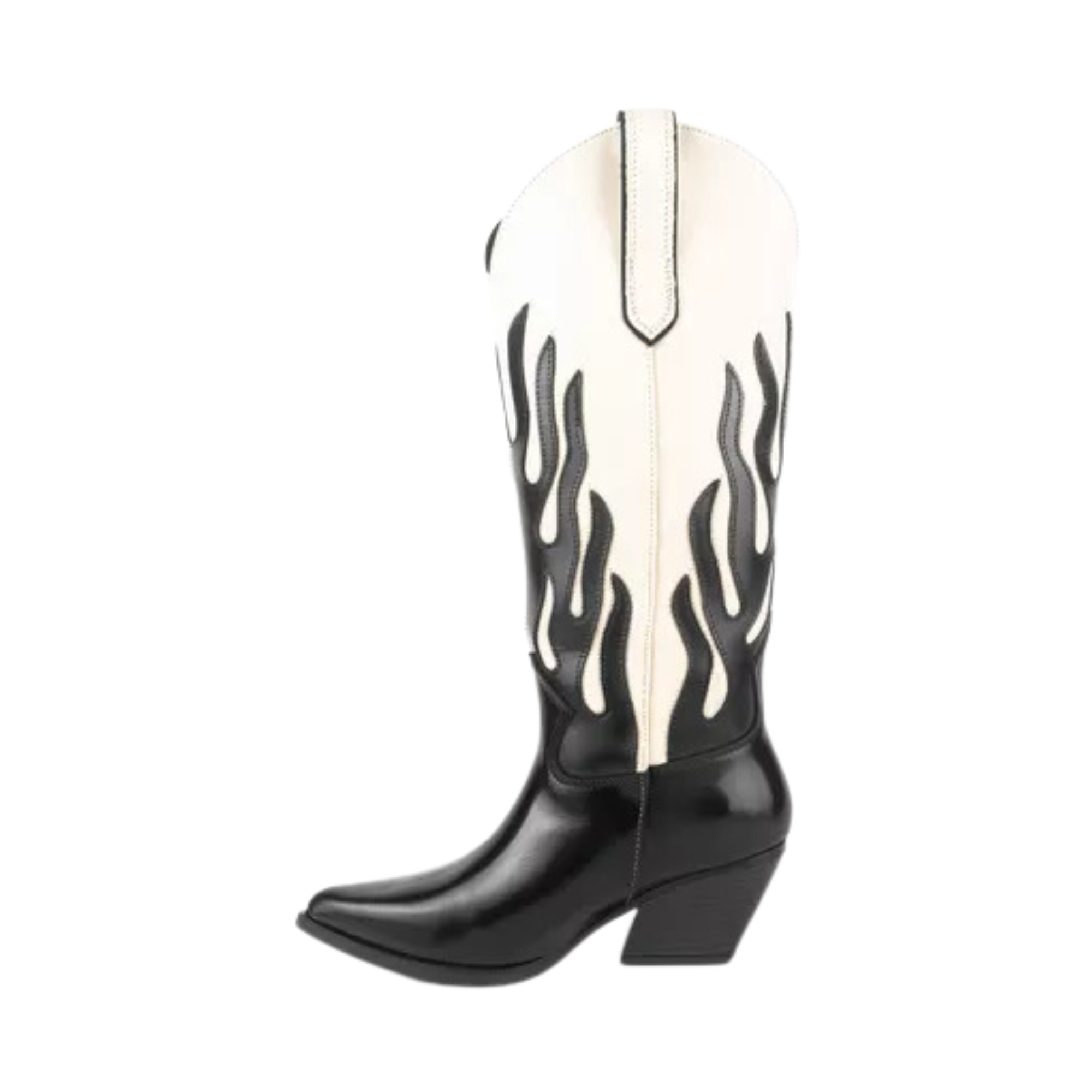 Black Flames Knee High Boots