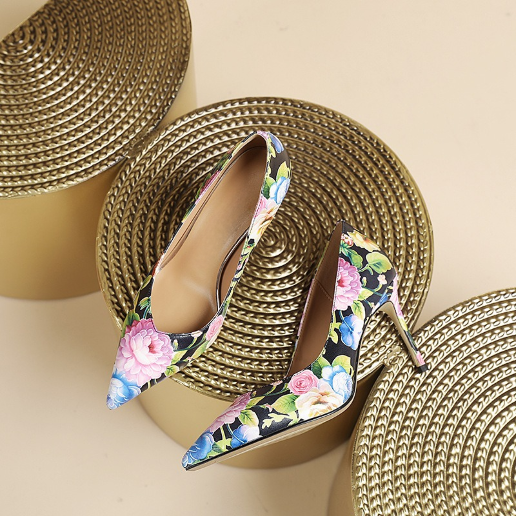 Pre Order:  Floral Garden Leather Stilettos