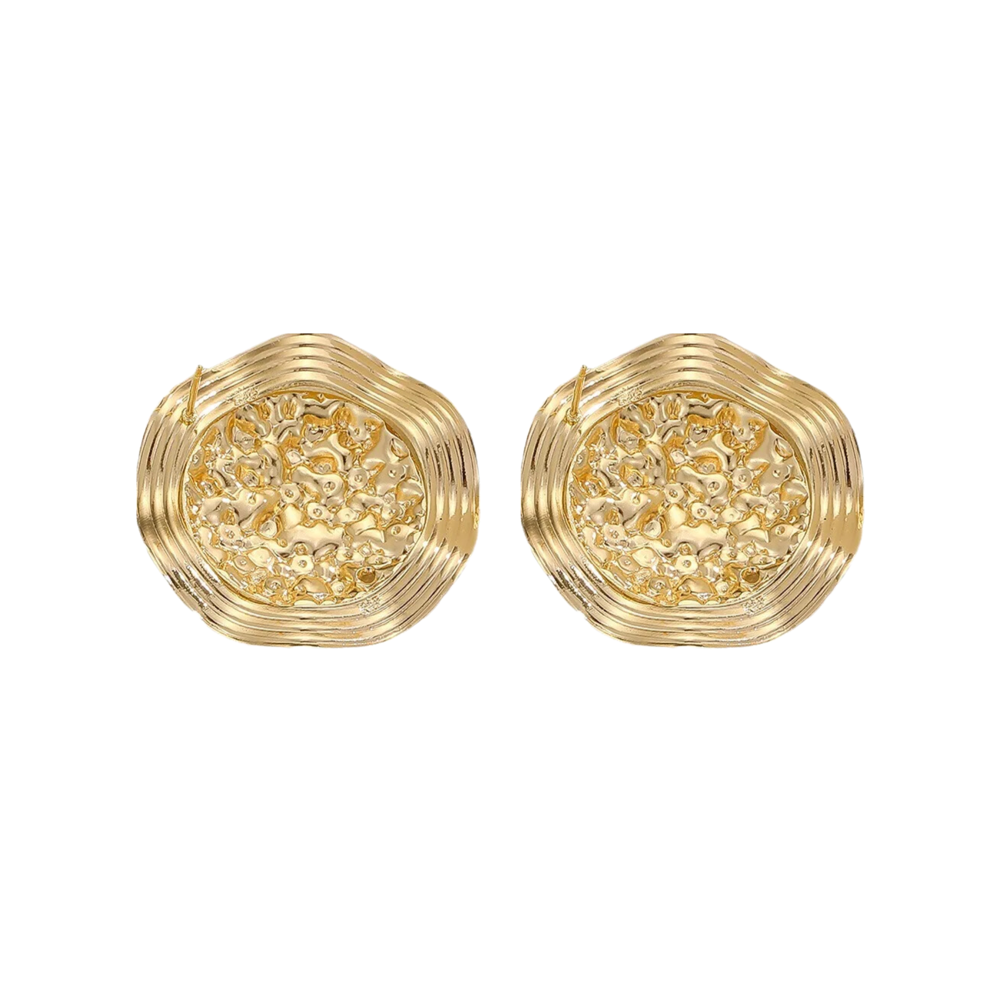 Pre Order:  Textured Discs Gold Plated Earrings