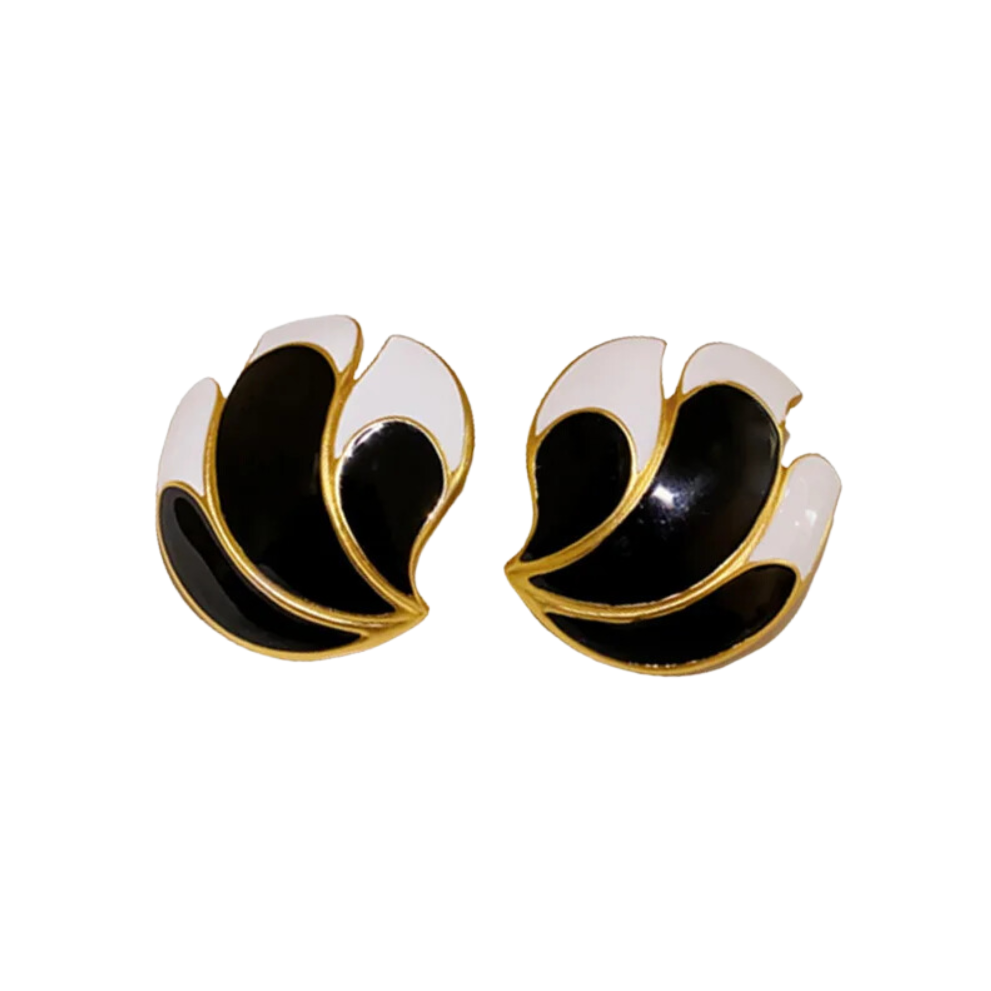 Pre Order:  Black White Fan Petal Earrings