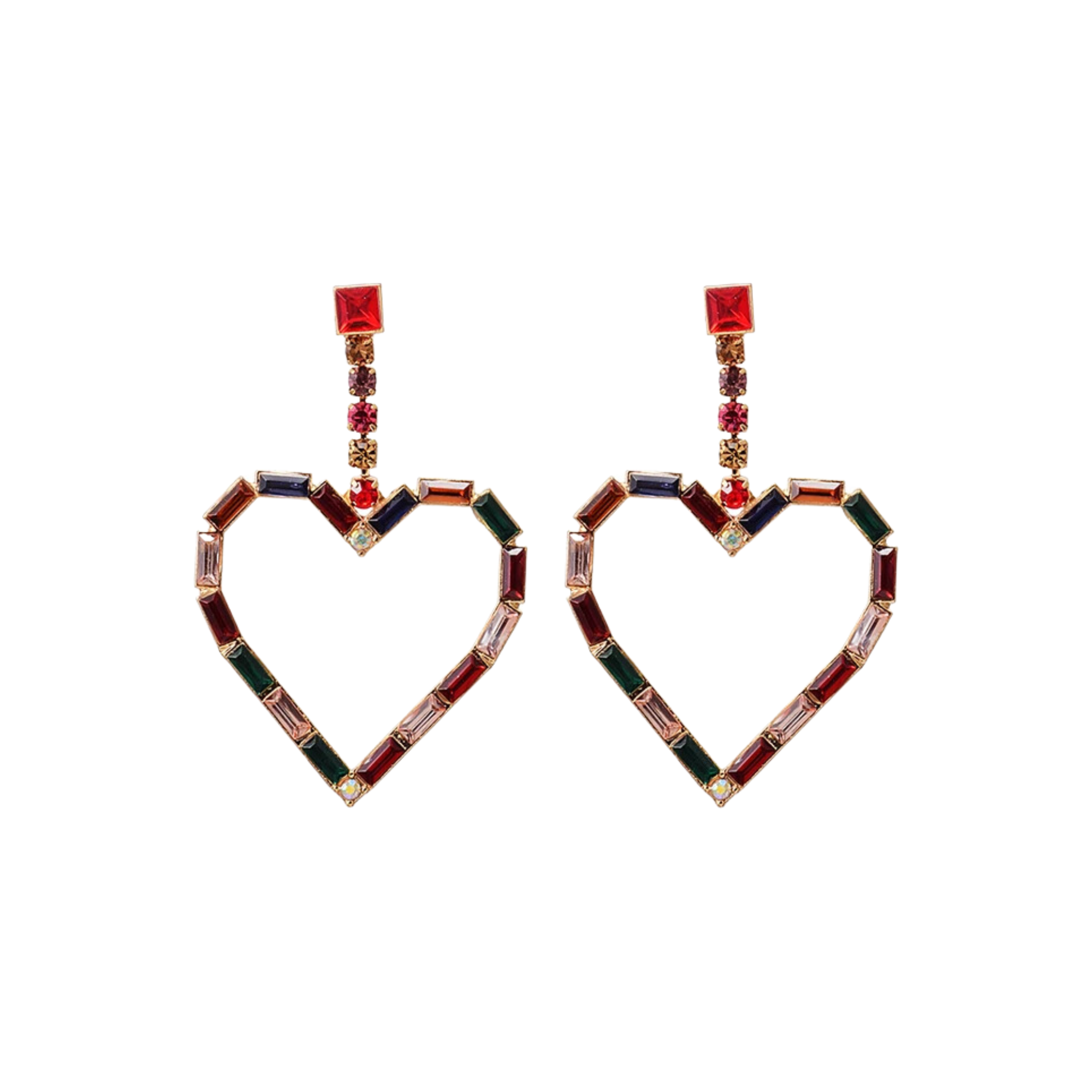 Pre Order:  Rhinestone Hearts Dangling Earrings