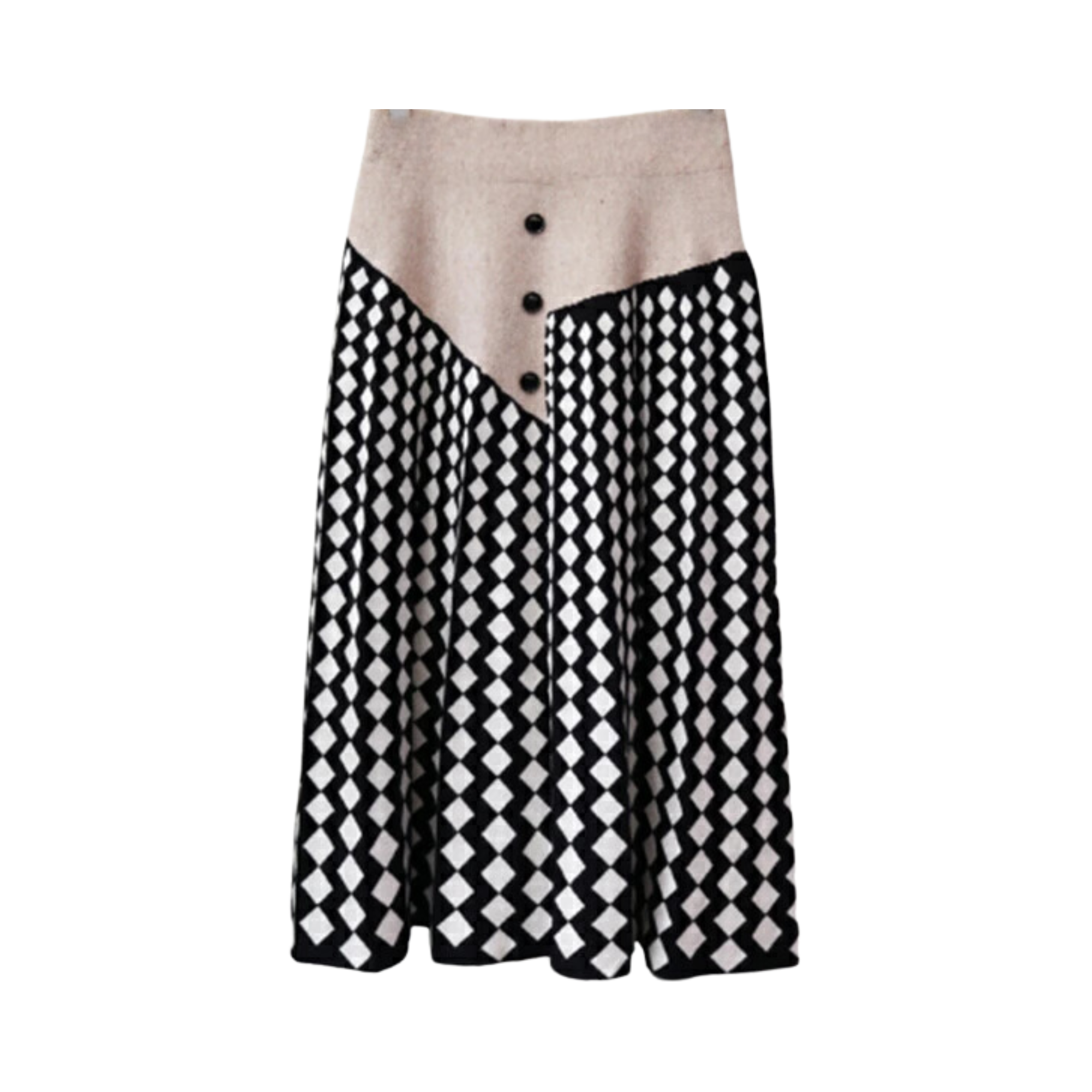 Pre Order:  Diamond Stripes Spliced Knit Skirt