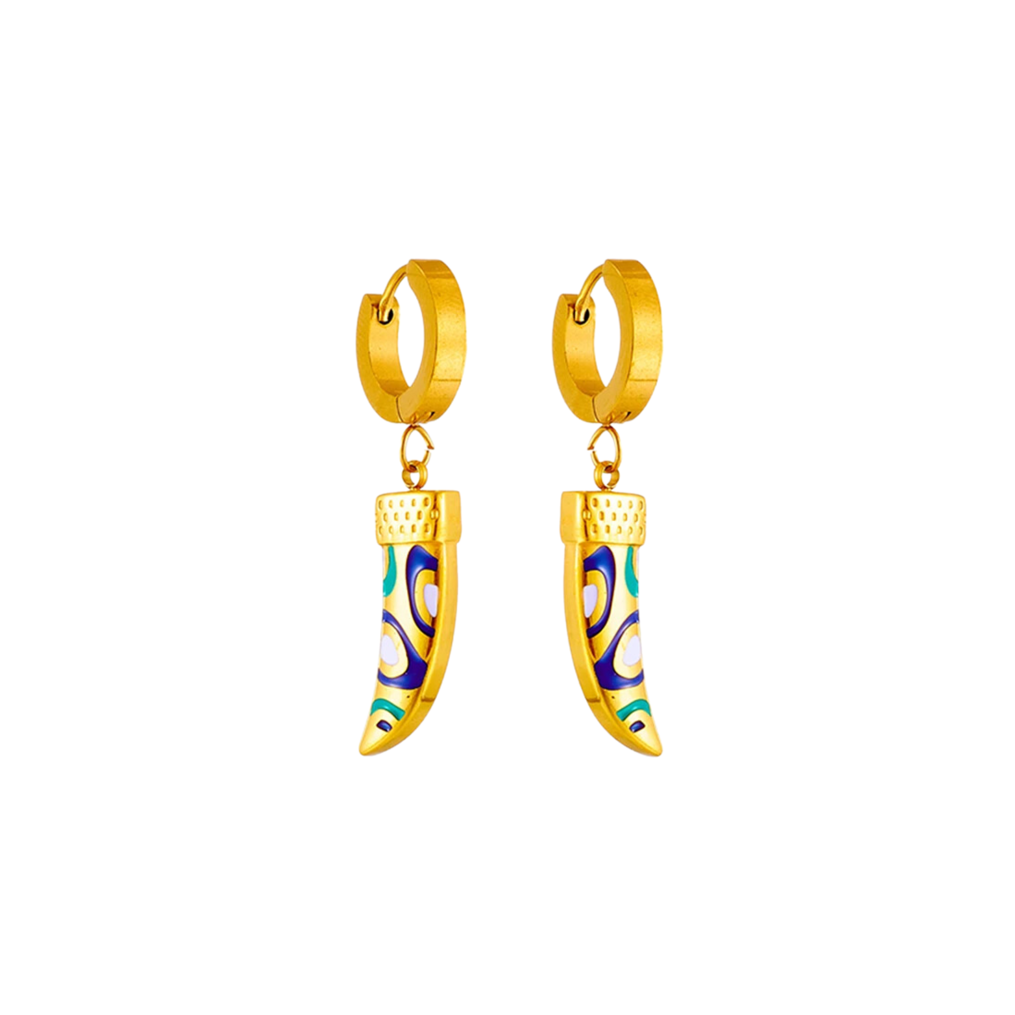 Pre Order:  Horns Dangling Huggie Earrings