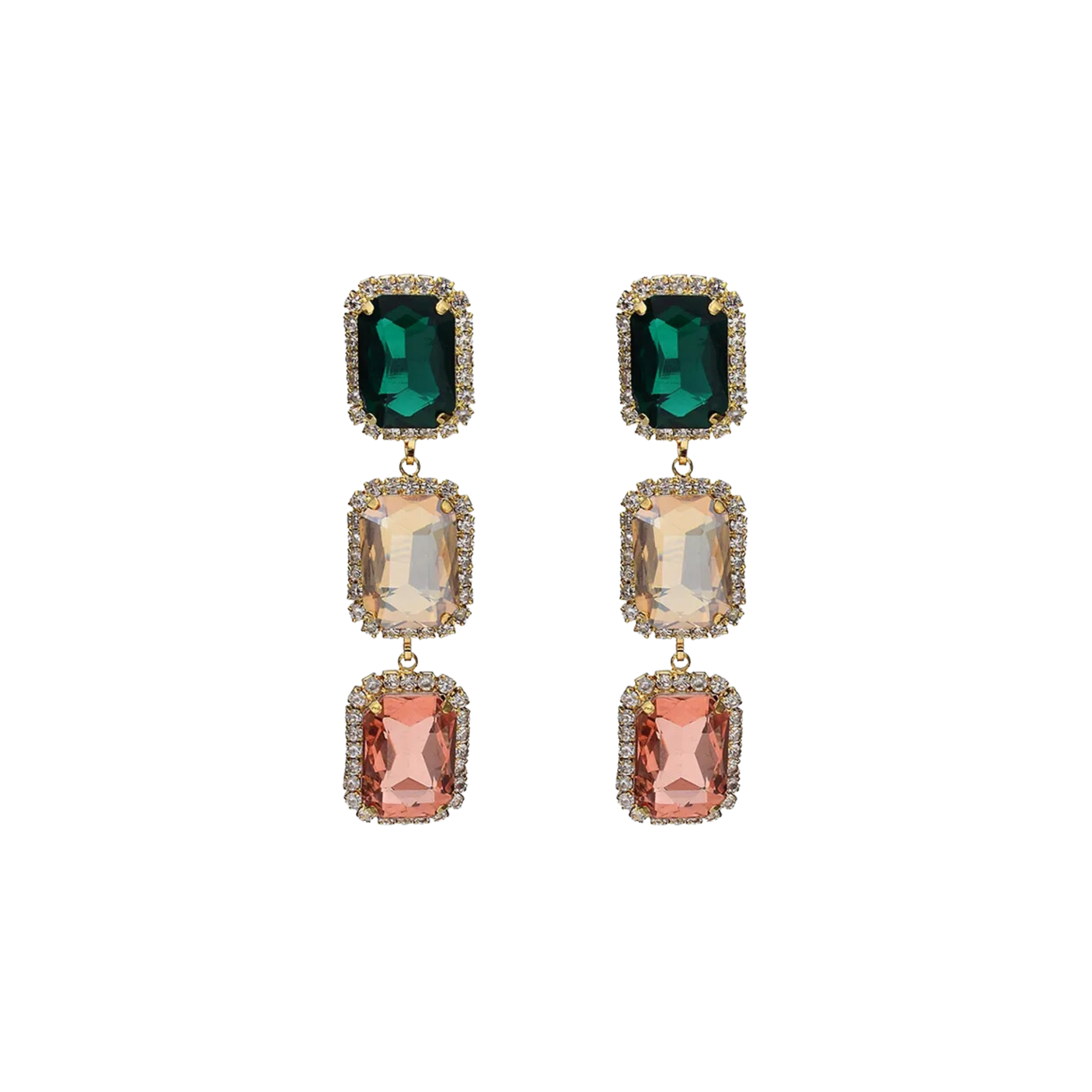 Pre Order:  Geometric Gemstones Dangle Earrings