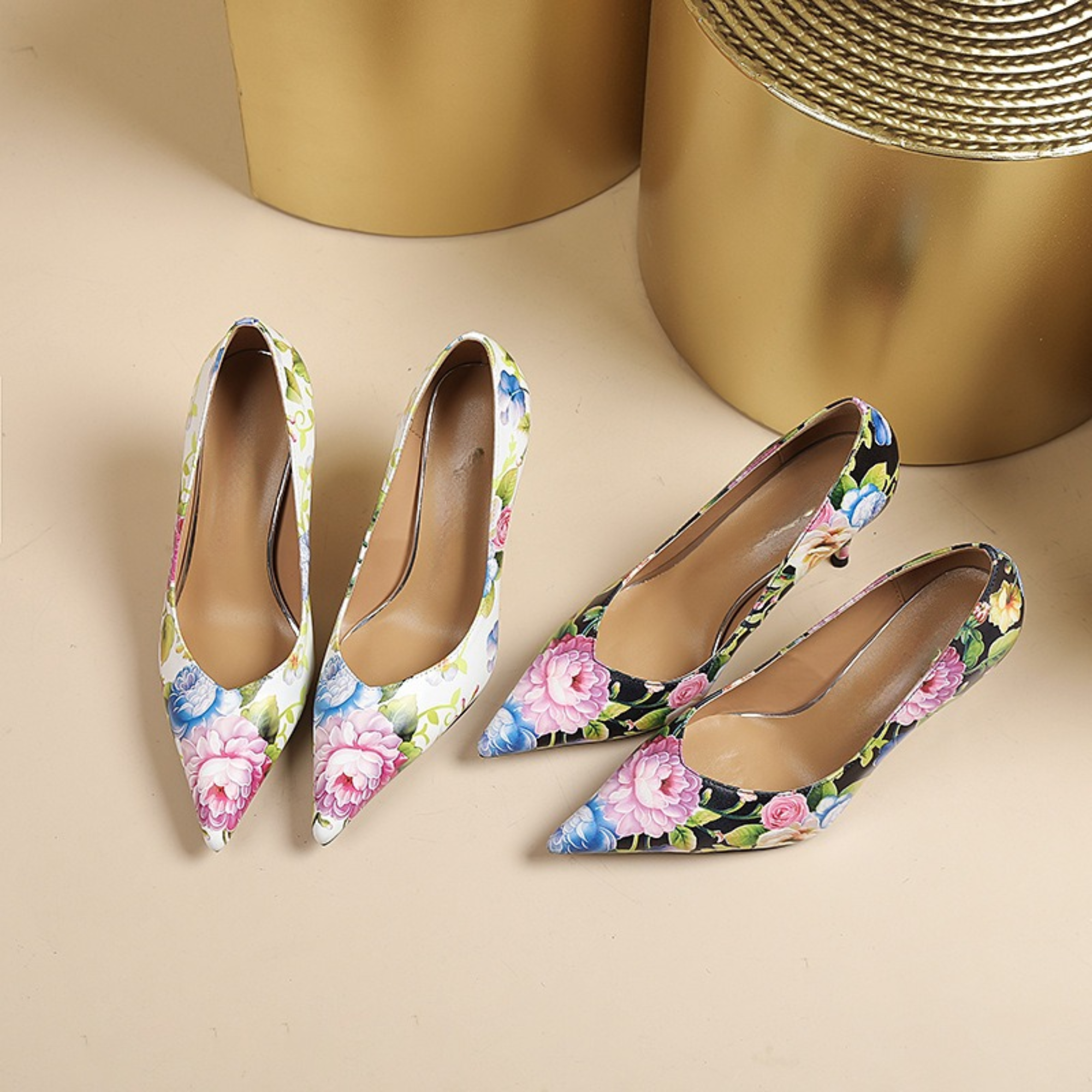 Pre Order:  Floral Garden Leather Stilettos