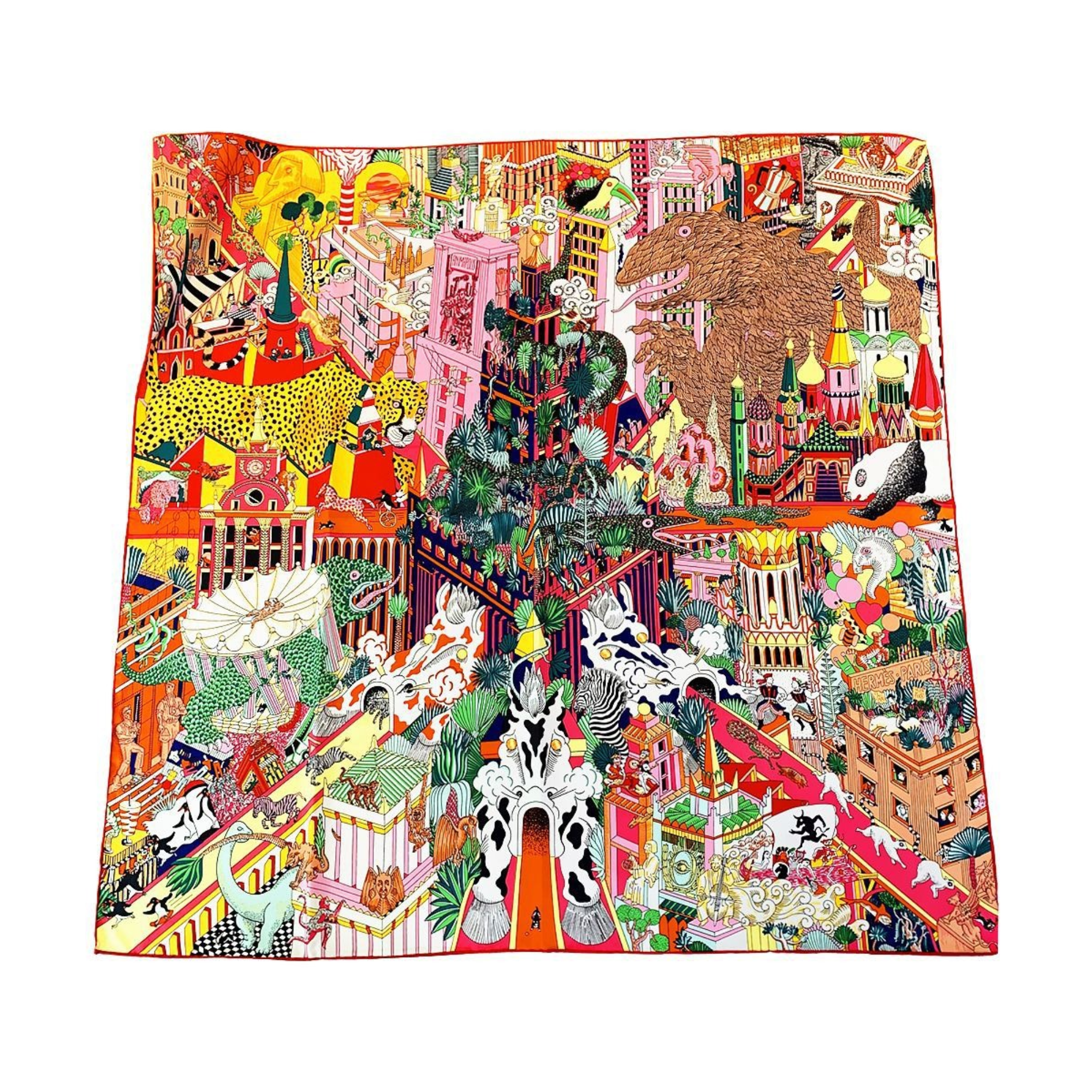 Pre Order:  Cityscape Jungle Satin Silk Scarf