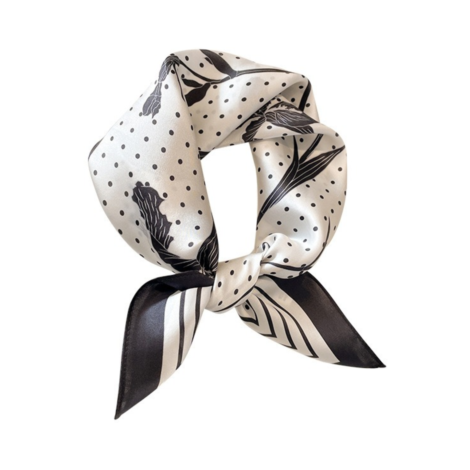 Floral Contrast Print Silk Scarf