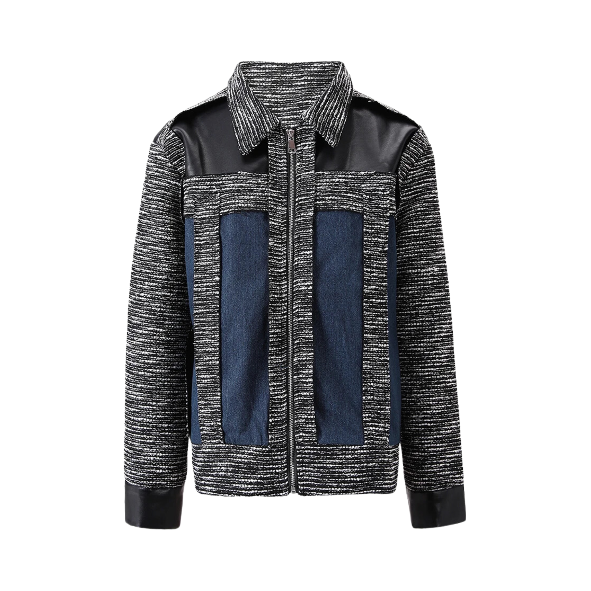 Pre Order:  Panel Faux Leather Spliced Jacket