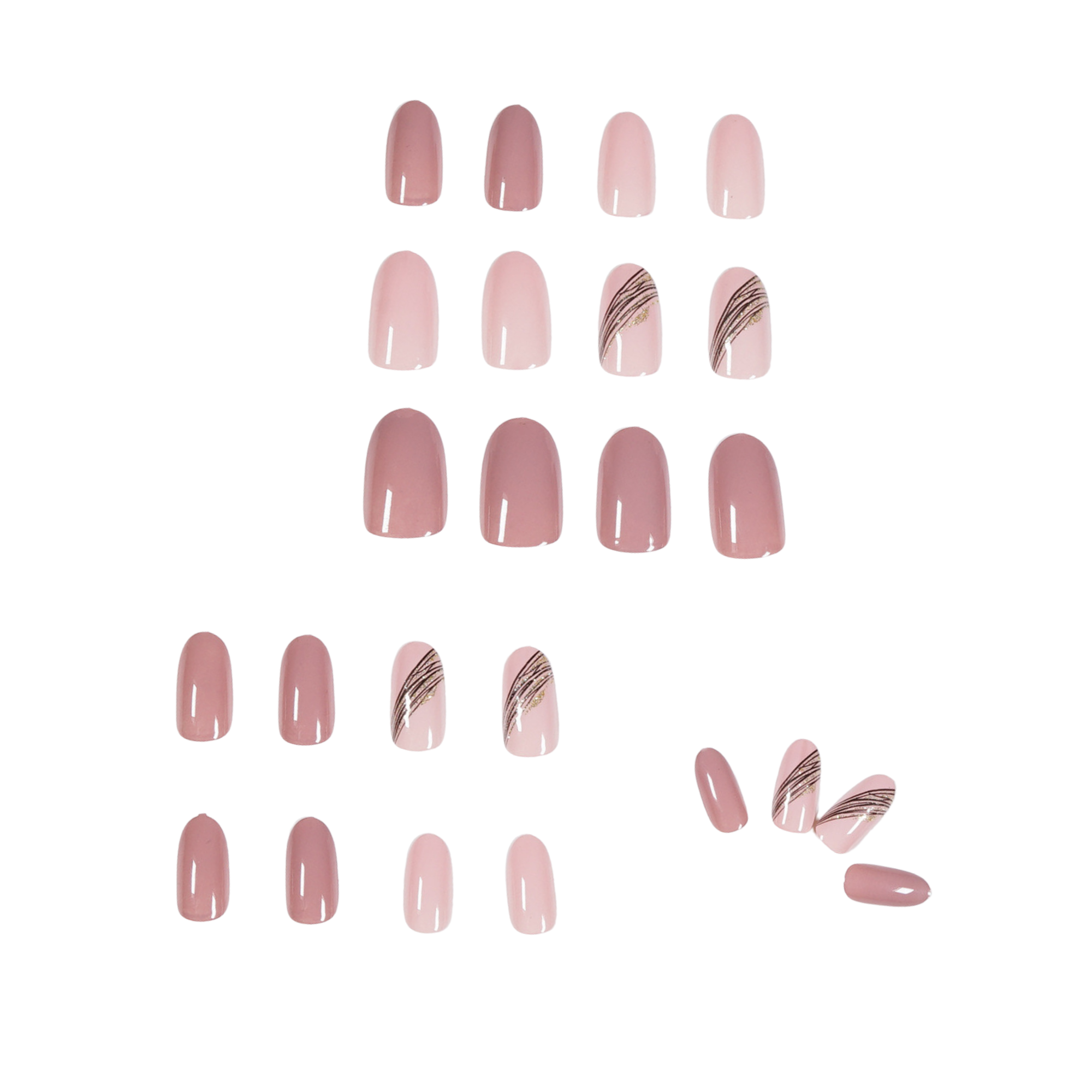 Short Oval Pink Fake Nails