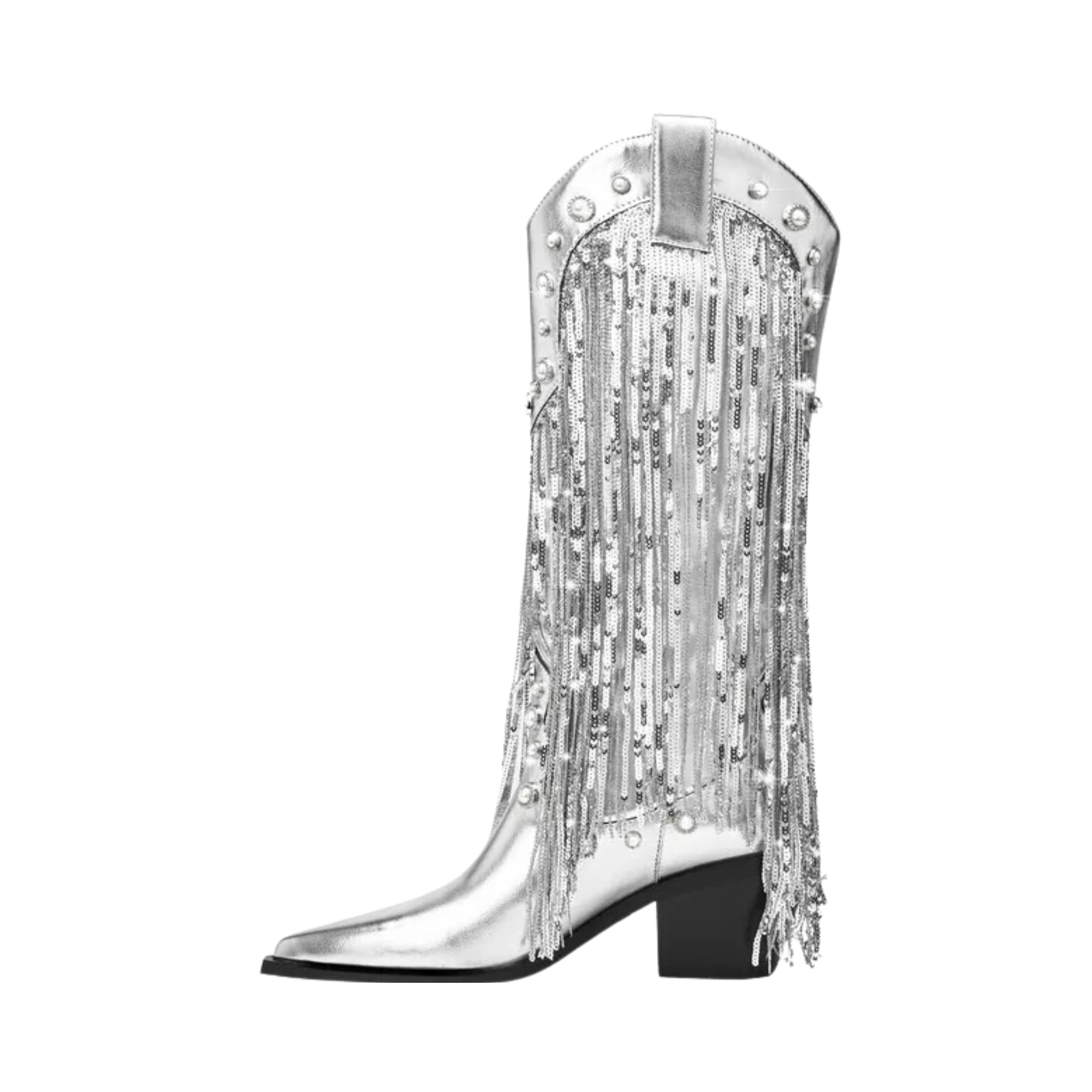 Sequins Faux Pearls Tassel Boots