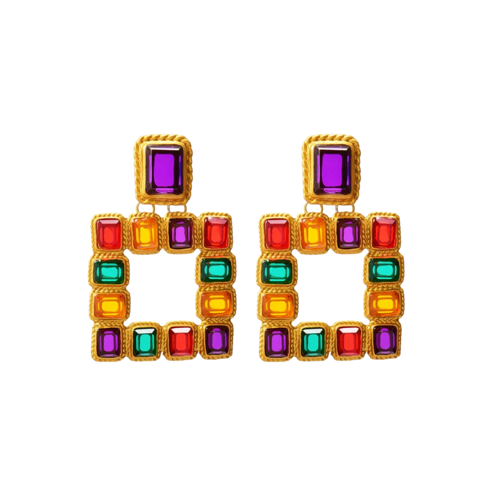 Pre Order:  Rhinestones Square Dangle Earrings