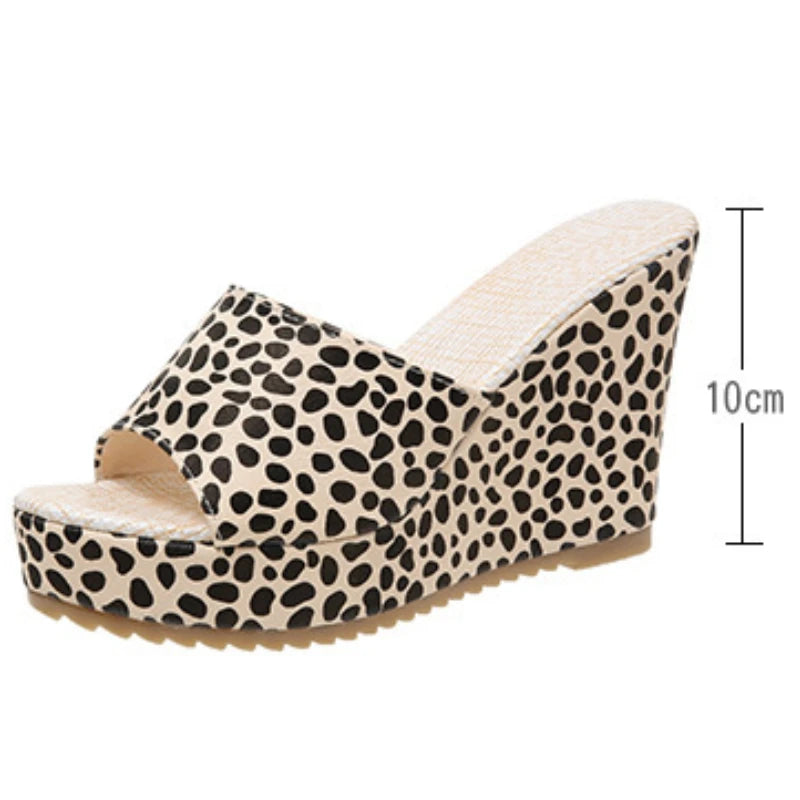 Pre Order:  Sexy Leopard Print High Heels Wedges Sandals