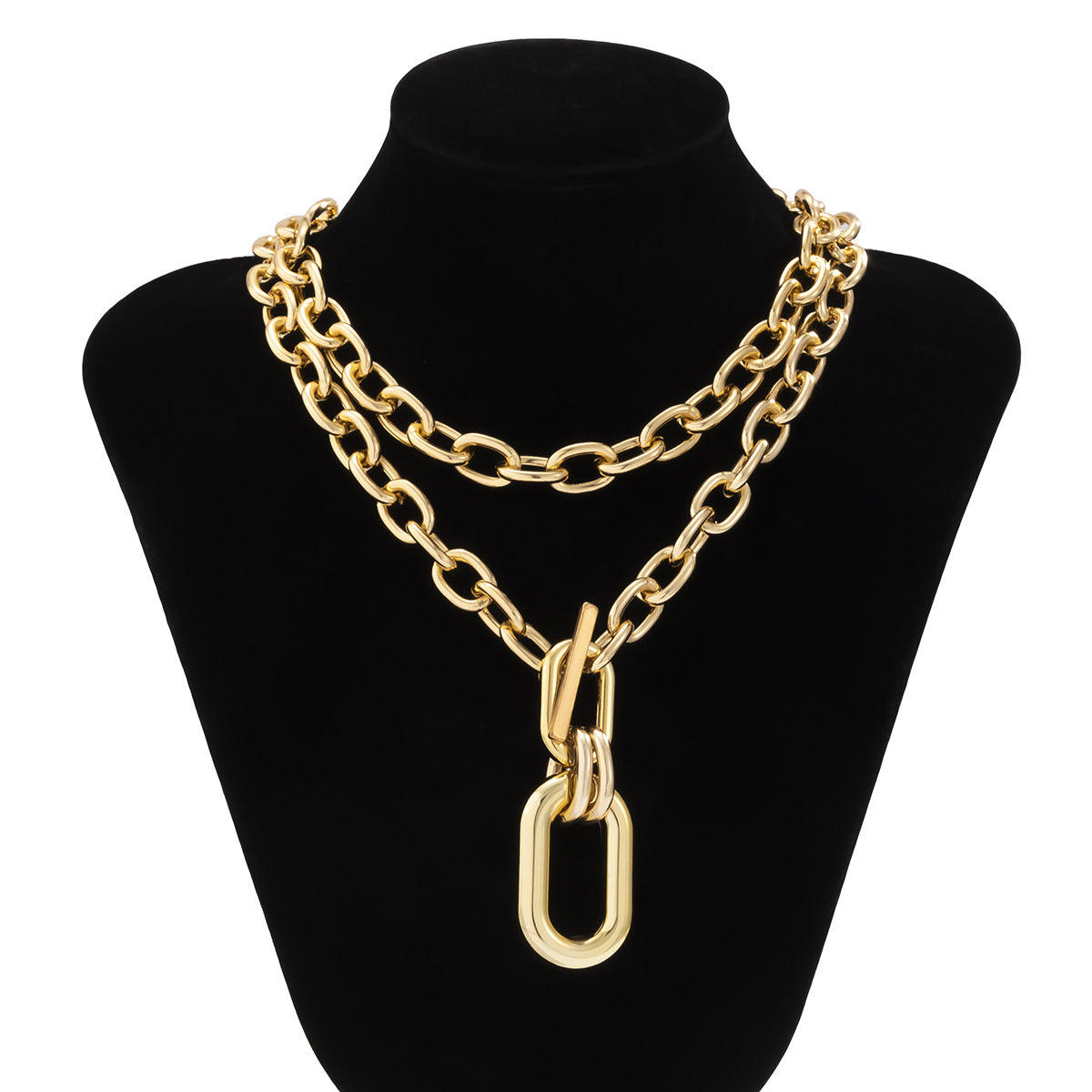 Pre Order:  Double Chains Toggle Bar Necklace