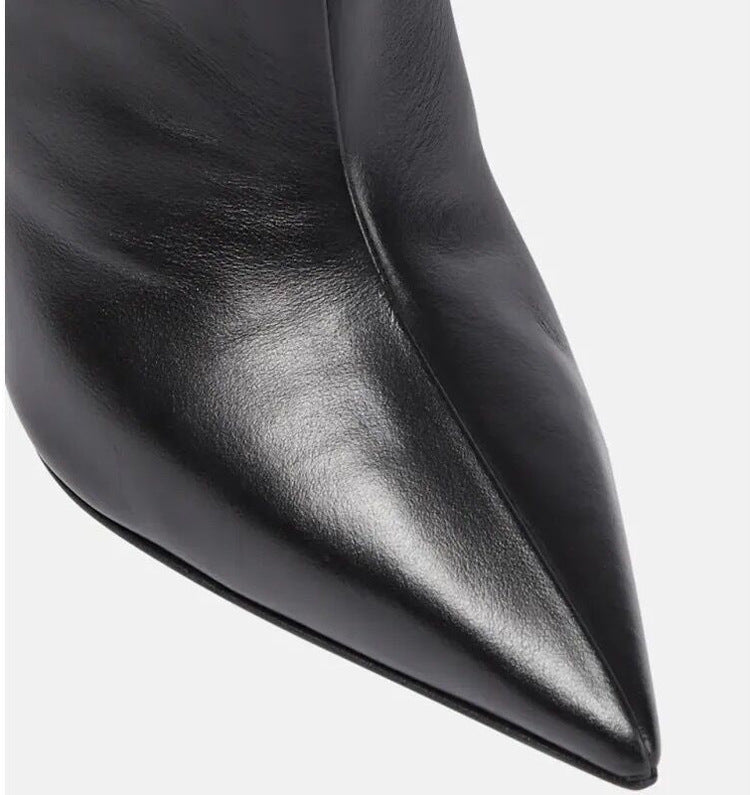 Geometrical Heel Pointed Knee-High Boots