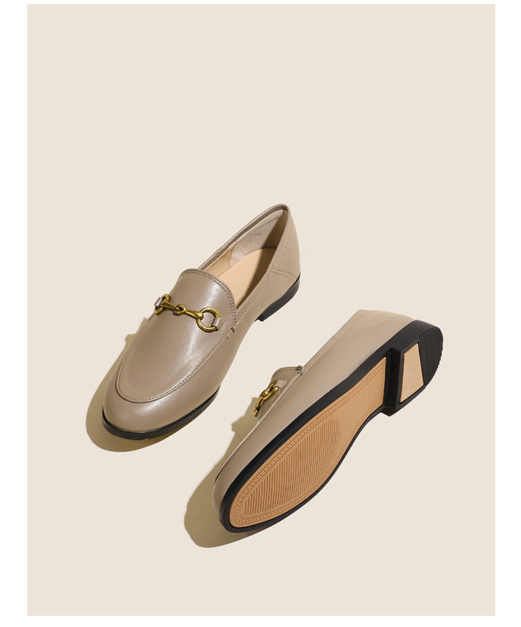 Pre Order:  Horseshoe Buckles Loafers Flat Shoes