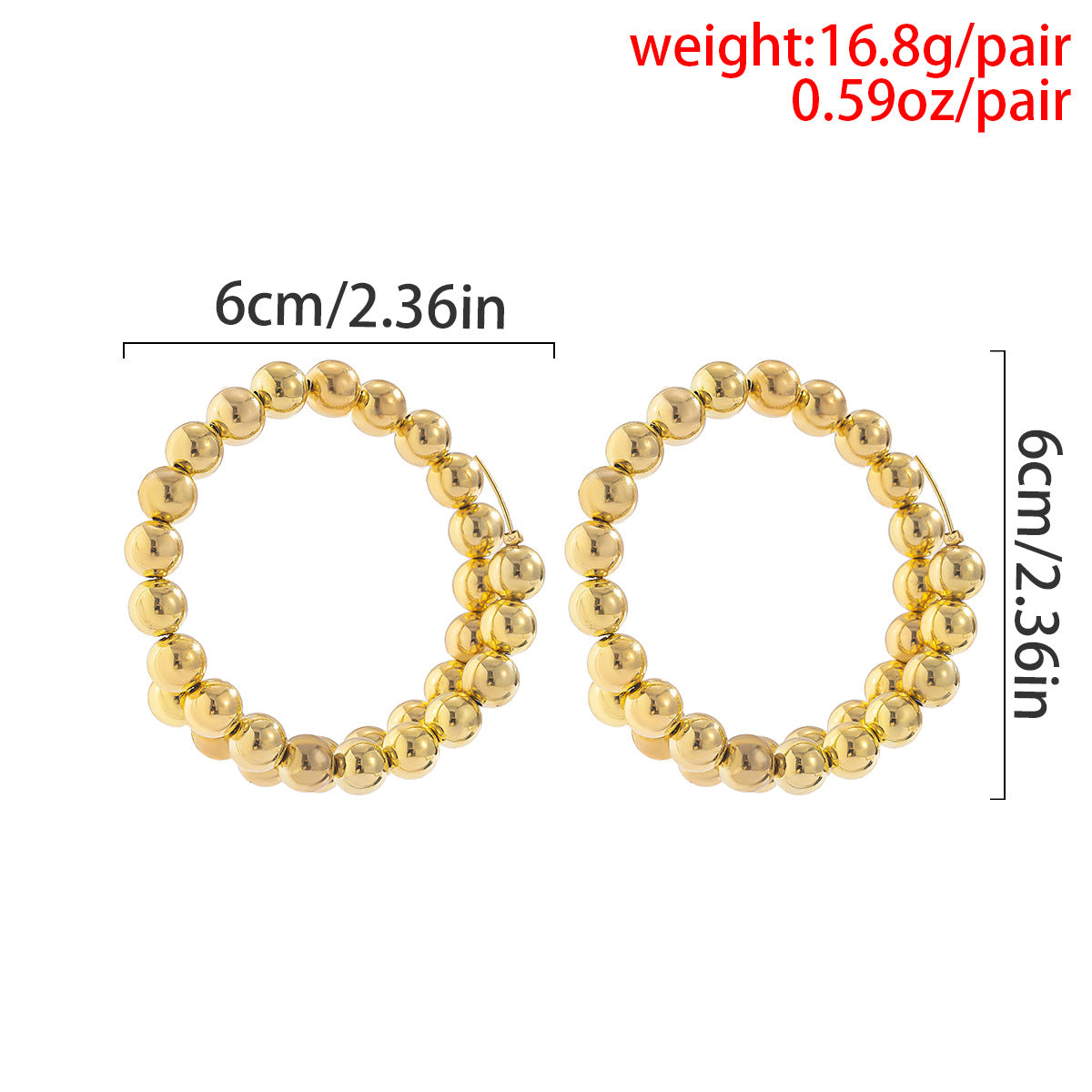 Pre Order:  Exaggerated Metal Bead Hoop Earrings