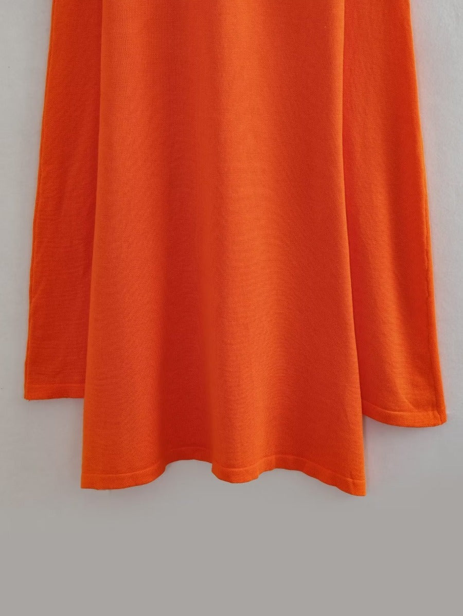 Orange Knit Cape Dress