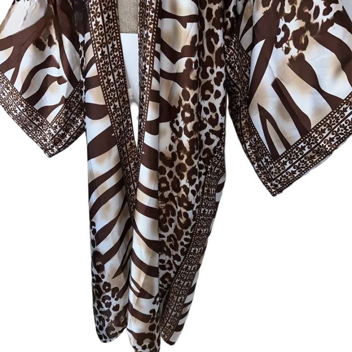 Pre Order:  Cozy Silk Zebra Print Maxi Cardigan - WINI