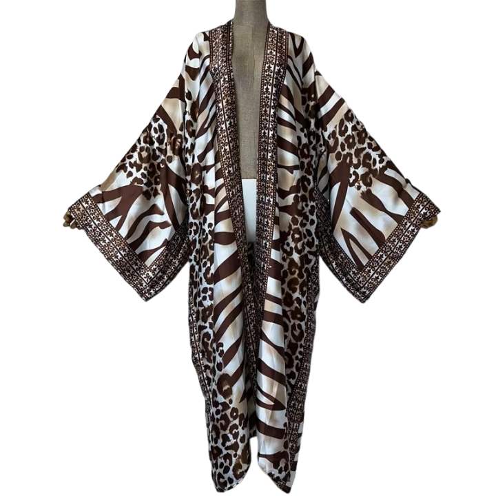 Pre Order:  Cozy Silk Zebra Print Maxi Cardigan - WINI