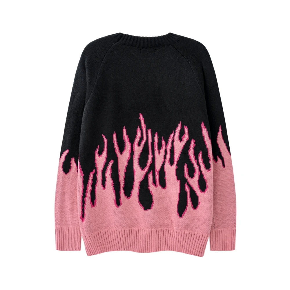 Pre Order:  Flame Knitted O-Neck Loose Sweater