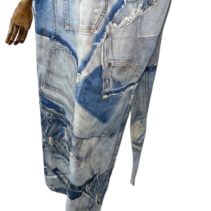 Pre Order:  Denim Patchwork Print Kaftan Dress - WINI