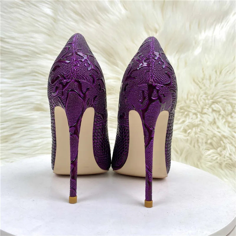 Pre Order:  Reptile Skin Texture Open-Side Stiletto