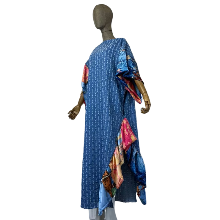 Pre Order:  Chic Ruffled Denim Kaftan Dress - WINI