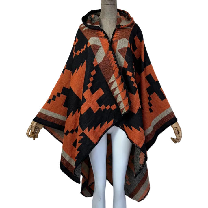 Pre Order : Hooded Midi Boho Poncho  Cardigan - WINI