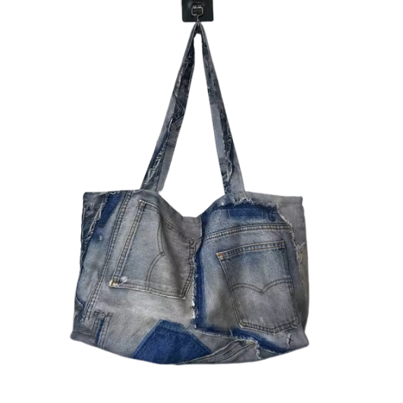 Pre Order:  Cool Patchwork Denim Tote Bag  - WINI