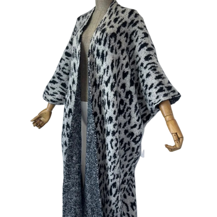 Pre Order:  Minimalist Leopard Print Maxi Cardigan - WINI