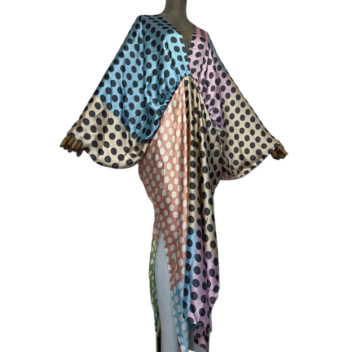 Vibrant Polka Dot Kaftan Dress - WINI