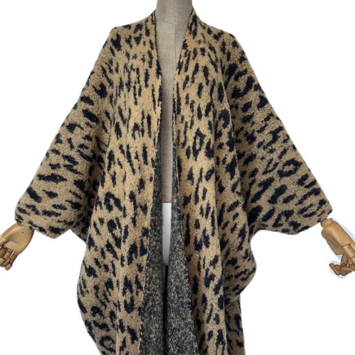 Pre Order:  Minimalist Leopard Print Maxi Cardigan - WINI