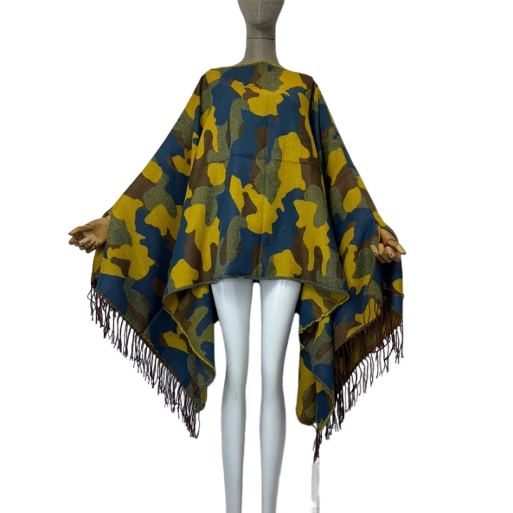 Pre Order:  Vibrant Camouflage Poncho Cardigan - WINI