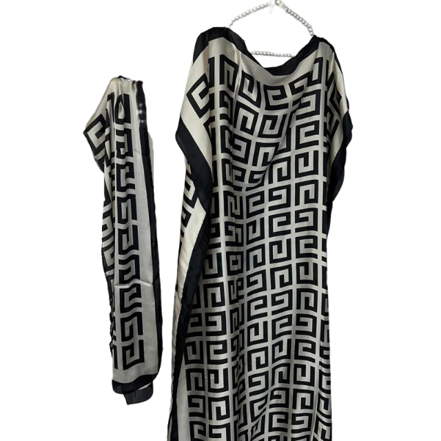 Pre Order: Stylish Loose Kaftan Dress with Scarf - WINI