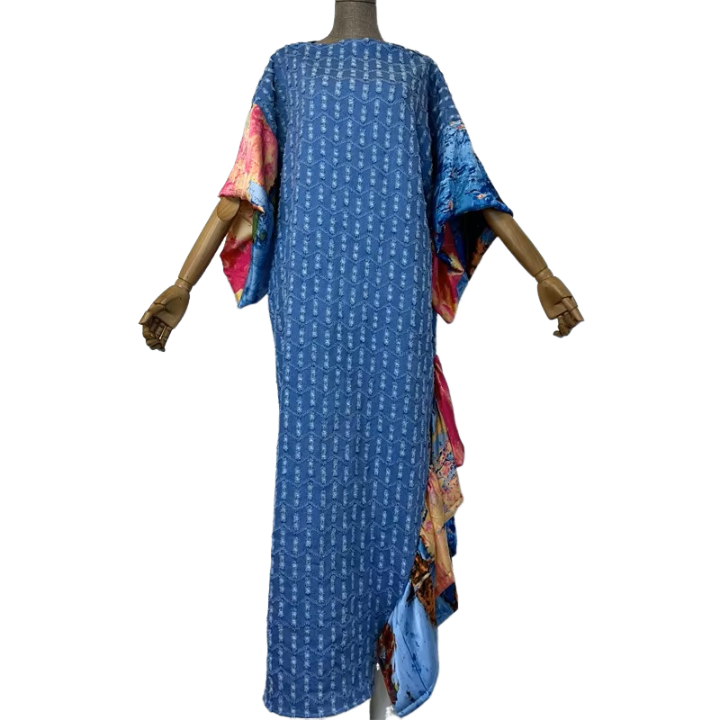 Pre Order:  Chic Ruffled Denim Kaftan Dress - WINI