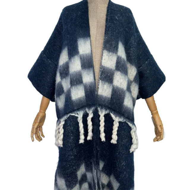 Pre Order: Warm Plaid Tassel Cardigan  - WINI