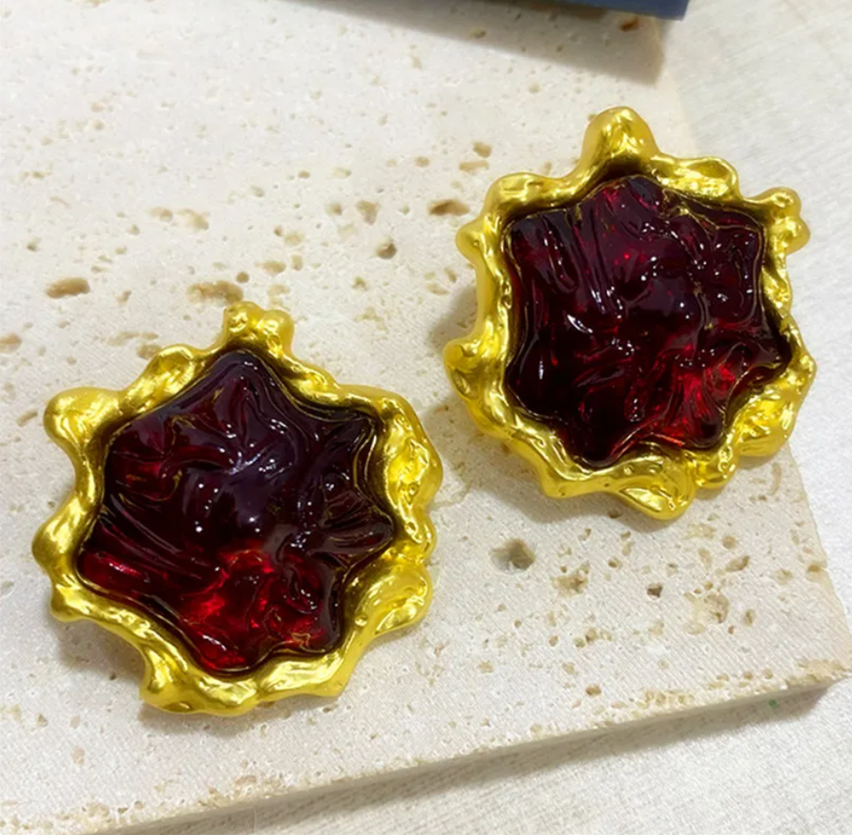 Pre Order:  Colored Resin Irregular Stud Earrings