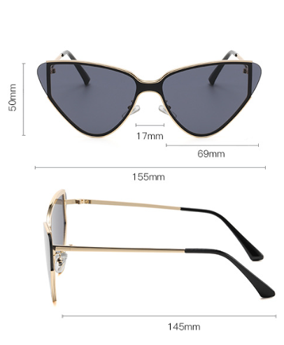 Pre Order:  Classic Large Frame Metal Cat Eye Sunglasses