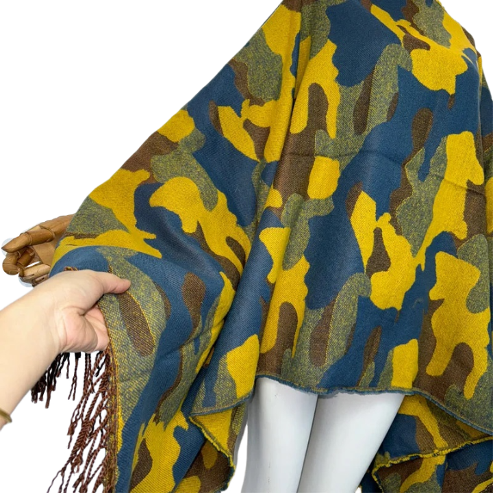 Pre Order:  Vibrant Camouflage Poncho Cardigan - WINI