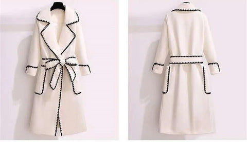 Contrast Line Woolen Coat
