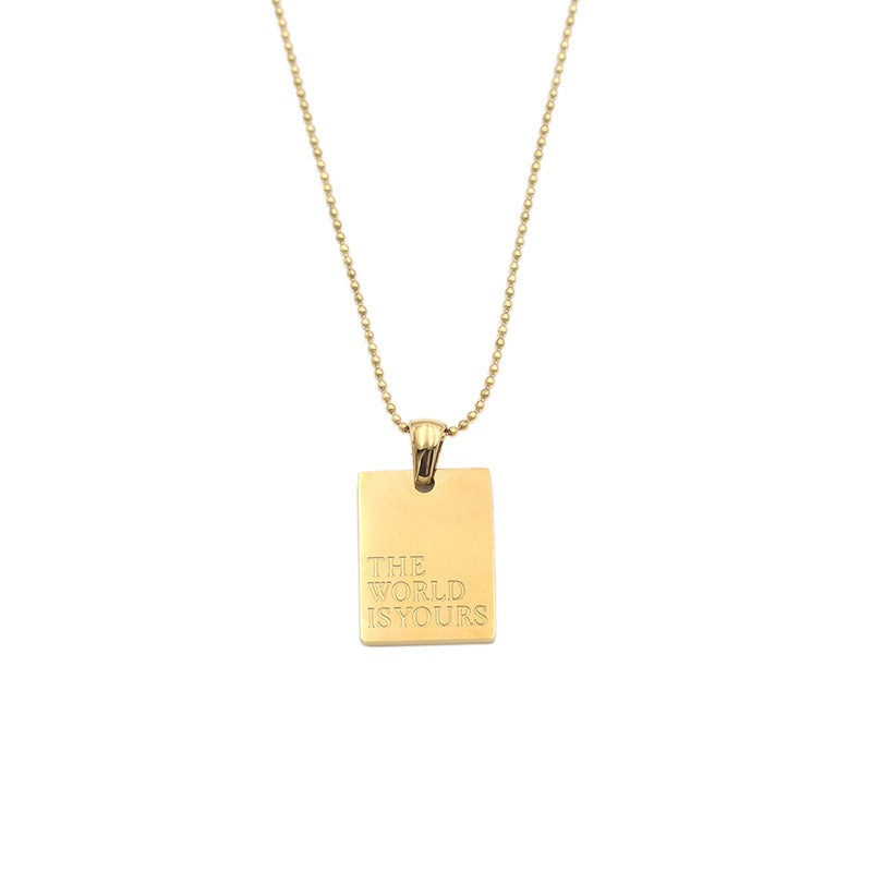 Pre Order:  Square Engraved Pendant Necklace