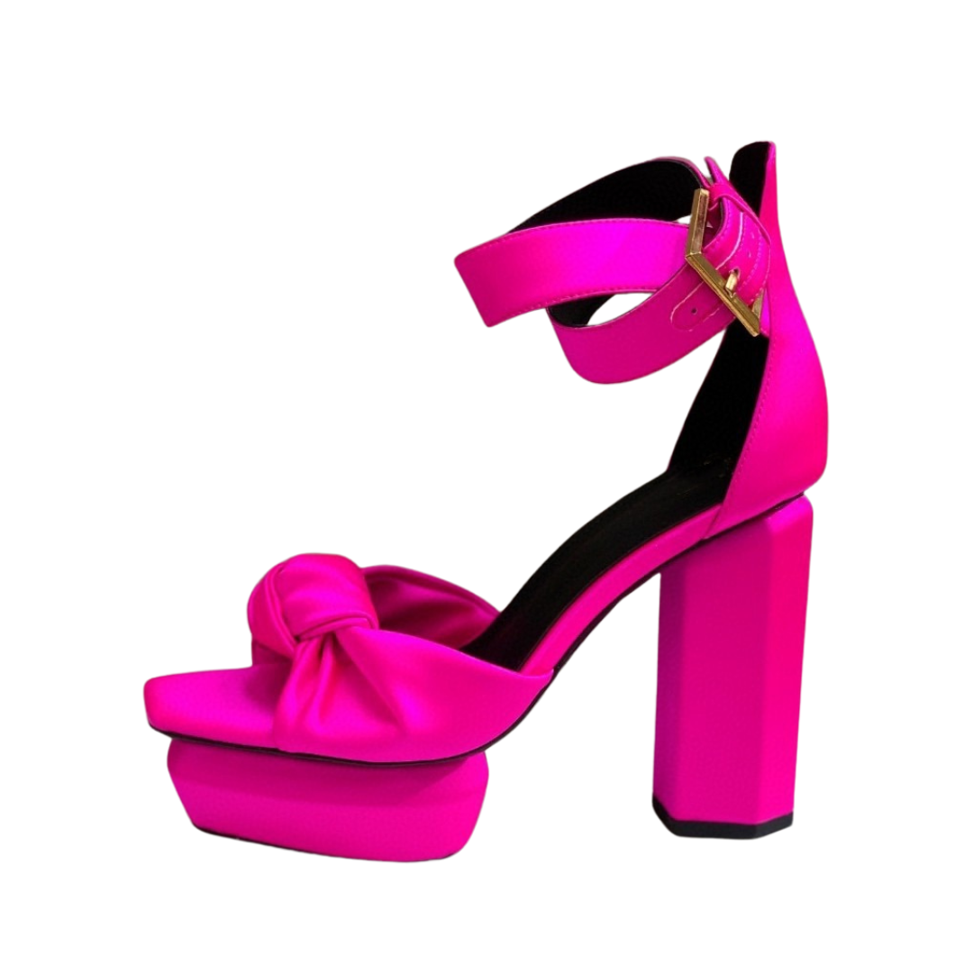 Suede Square Toe Thick High Heel Platform Sandals